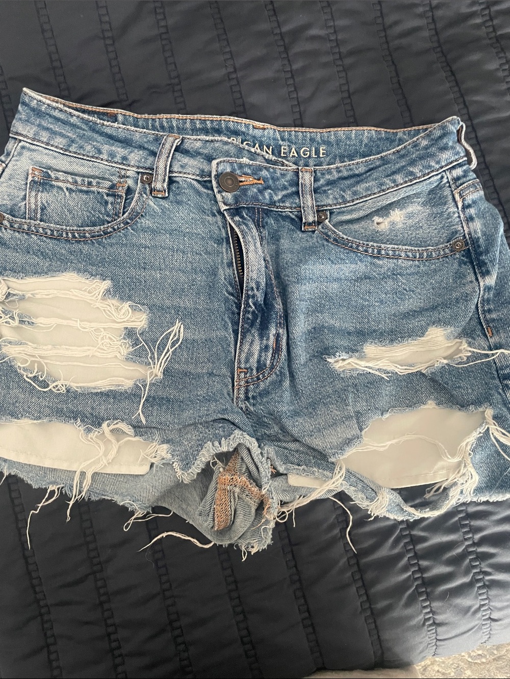 American Eagle Outfitters Distressed Light Blue Denim Cutoff Shorts